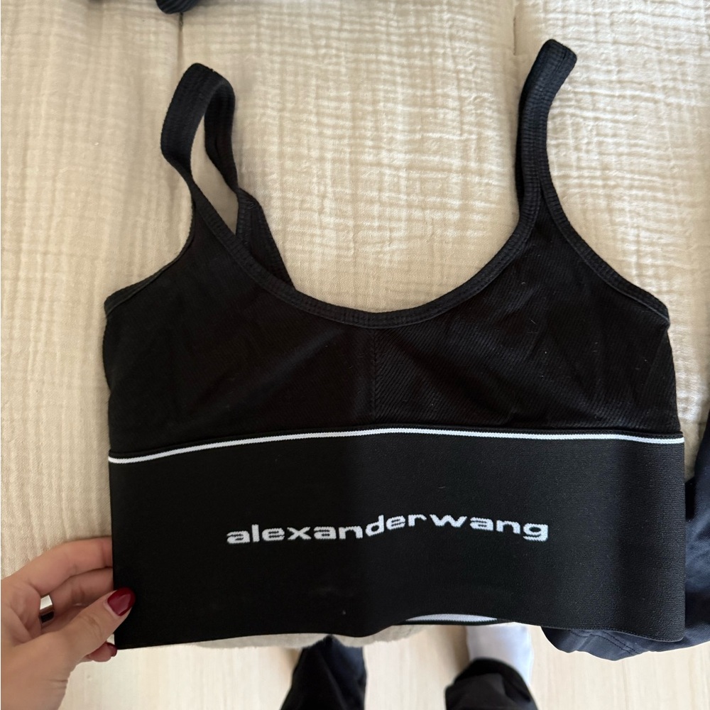 Alexander Wang logo elastic bra in ribbed jersey